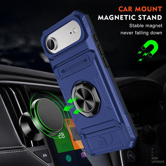 For iPhone Air TPU+PC Shockproof Card Phone Case with Metal Ring Holder(Blue) - iPhone Air Cases by buy2fix | Online Shopping UK | buy2fix