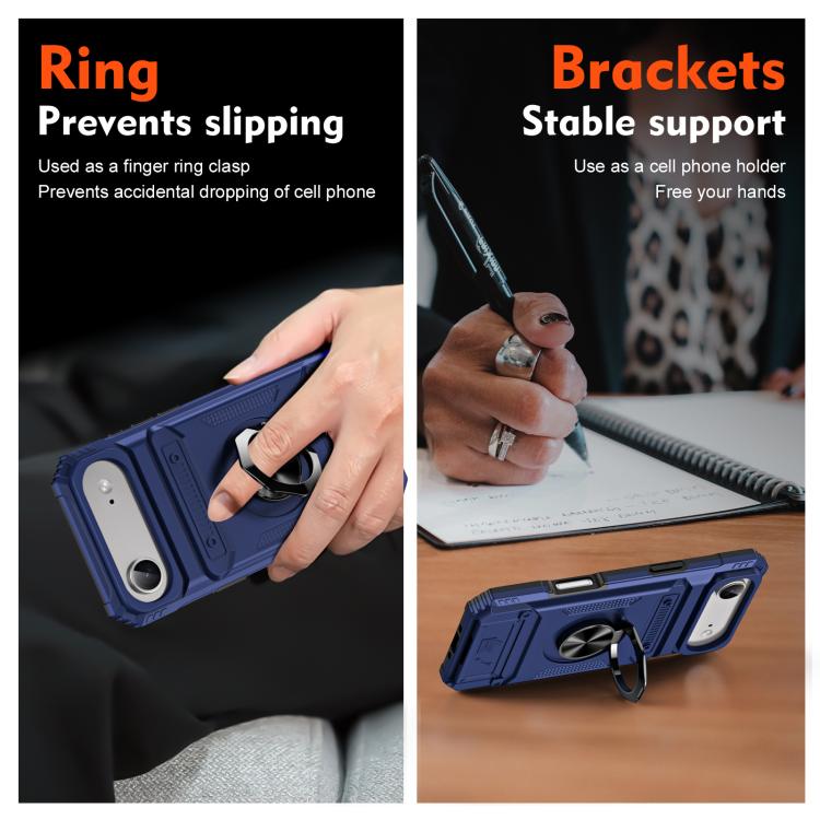 For iPhone Air TPU+PC Shockproof Card Phone Case with Metal Ring Holder(Blue) - iPhone Air Cases by buy2fix | Online Shopping UK | buy2fix