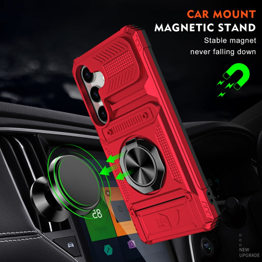 For Samsung Galaxy A15 5G TPU+PC Shockproof Card Phone Case with Metal Ring Holder(Red) by buy2fix