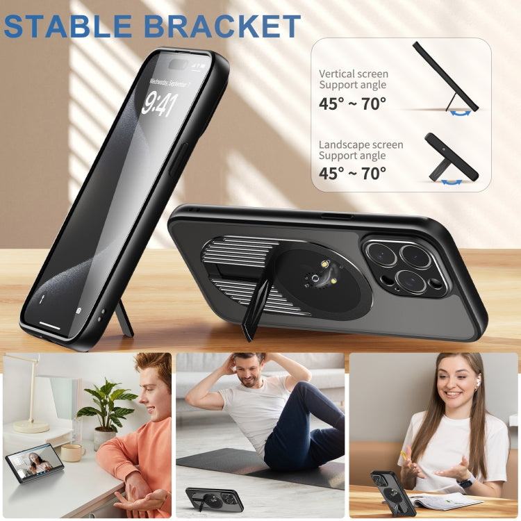 For iPhone 15 Heat Dissipation Aromatherapy MagSafe Holder Phone Case(Black) - iPhone 15 Cases by buy2fix | Online Shopping UK | buy2fix