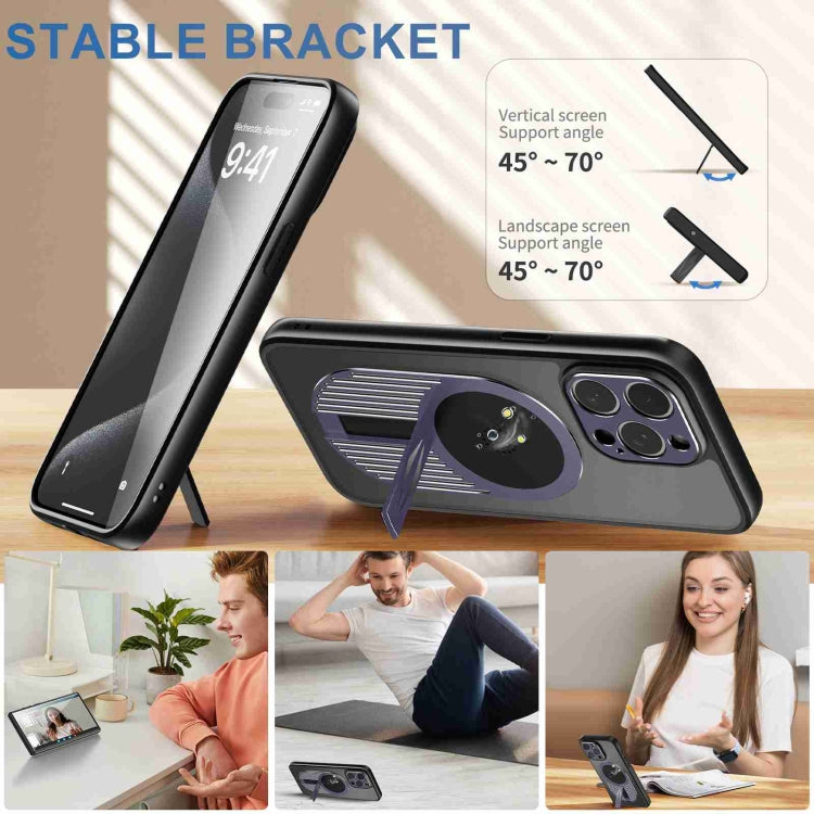 For iPhone 15 Heat Dissipation Aromatherapy MagSafe Holder Phone Case(Purple) - iPhone 15 Cases by buy2fix | Online Shopping UK | buy2fix