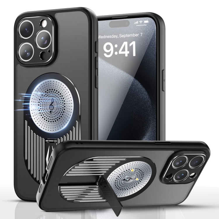 For iPhone 16 Pro Heat Dissipation Aromatherapy MagSafe Holder Phone Case(Black) by buy2fix