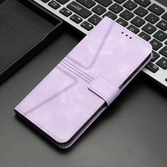 For iPhone 16 Plus Triangle Solid Color Leather Phone Case(Purple) by buy2fix