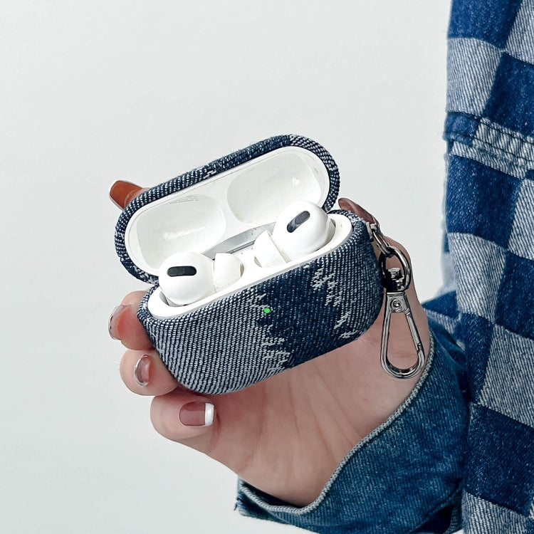 For AirPods Pro 2 Stitching Denim Cloth Bluetooth Earphone Protective Case(Light Color Lightning) by buy2fix