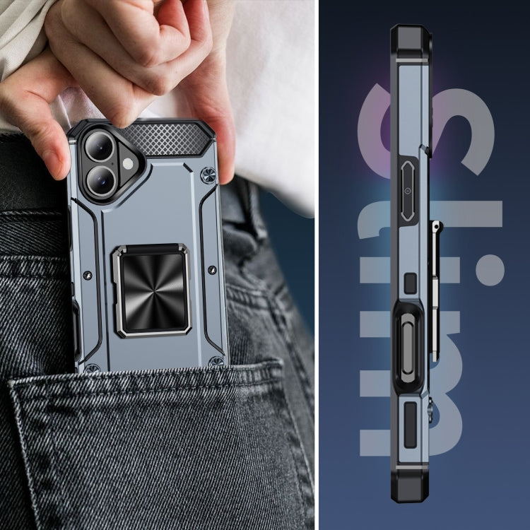 For iPhone 16 Pro Max Shockproof Metal Holder Phone Case(Grey) by buy2fix