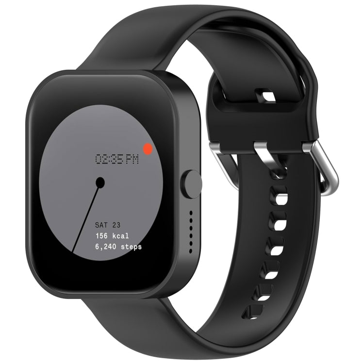 For CMF Watch Pro D395 / Watch Pro 2 22mm Solid Color Silver Buckle Silicone Watch Band, Size:L(Black) - Watch Bands by buy2fix | Online Shopping UK | buy2fix