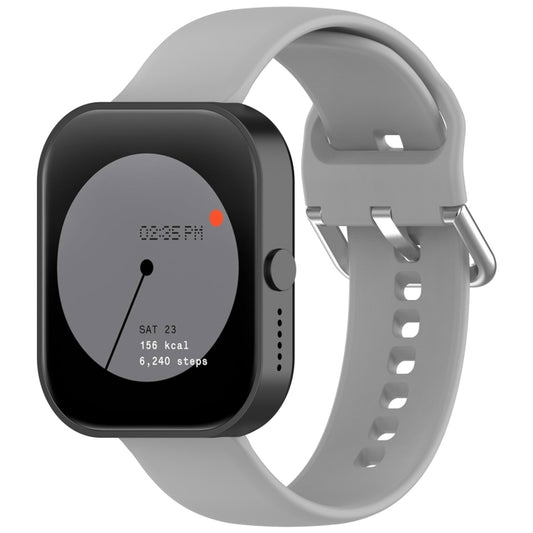 For CMF Watch Pro D395 / Watch Pro 2 22mm Solid Color Silver Buckle Silicone Watch Band, Size:L(Grey) - Watch Bands by buy2fix | Online Shopping UK | buy2fix