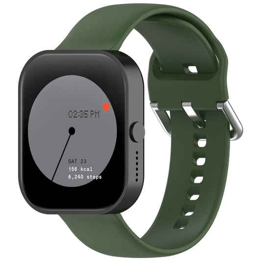 For CMF Watch Pro D395 / Watch Pro 2 22mm Solid Color Silver Buckle Silicone Watch Band, Size:L(Army Green) - Watch Bands by buy2fix | Online Shopping UK | buy2fix