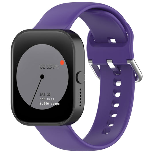 For CMF Watch Pro D395 / Watch Pro 2 22mm Solid Color Silver Buckle Silicone Watch Band, Size:L(Purple) - Watch Bands by buy2fix | Online Shopping UK | buy2fix