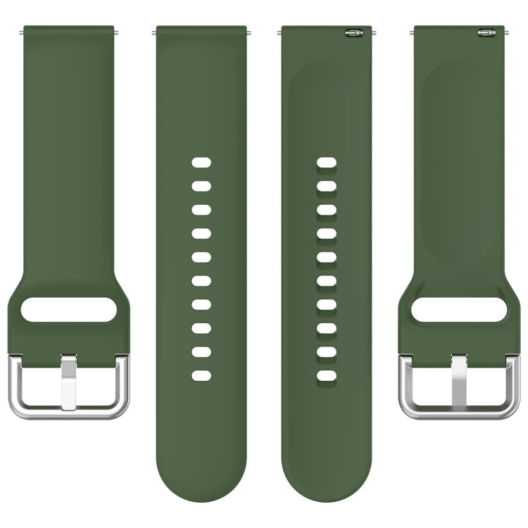 For CMF Watch Pro D395 / Watch Pro 2 22mm Solid Color Silver Buckle Silicone Watch Band, Size:S(Army Green) - Watch Bands by buy2fix | Online Shopping UK | buy2fix