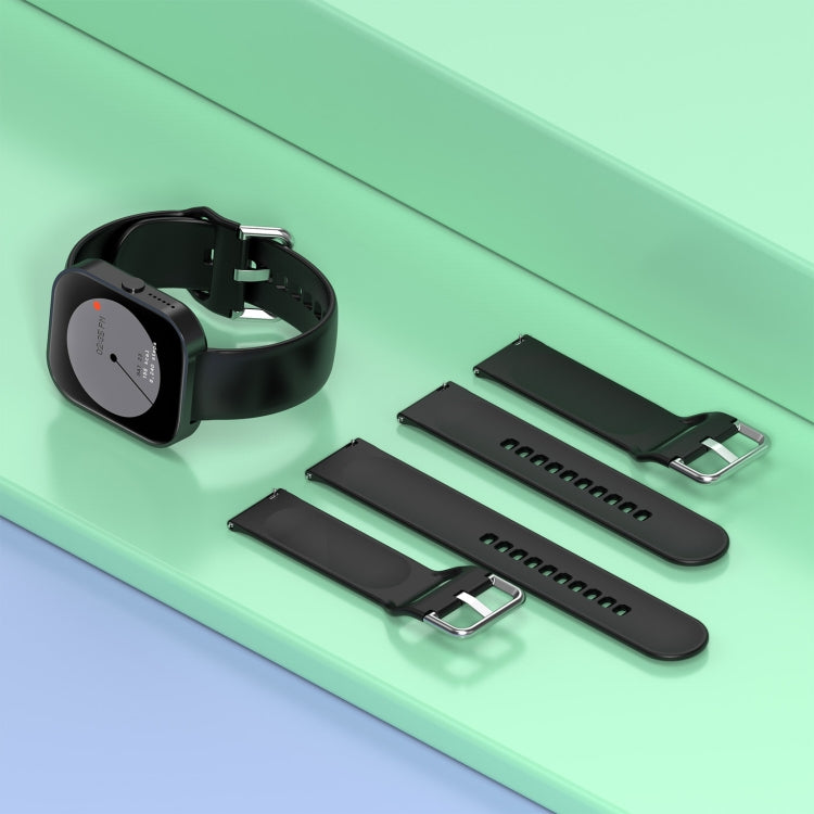 For CMF Watch Pro D395 / Watch Pro 2 22mm Solid Color Silver Buckle Silicone Watch Band, Size:L(Black) - Watch Bands by buy2fix | Online Shopping UK | buy2fix