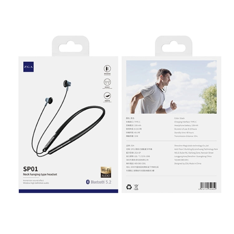 ZGA SP01 Neck-mounted Sports Bluetooth Earphone(Black) by ZGA