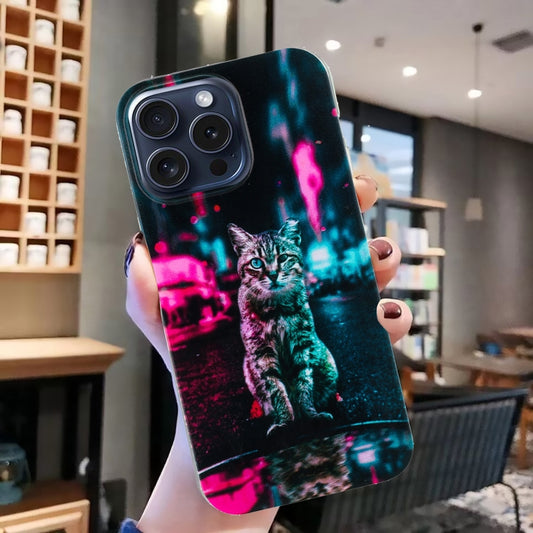 For iPhone 16 Pro Max Colorful Painting Pattern TPU Phone Case(Traffic Light Cat) by buy2fix