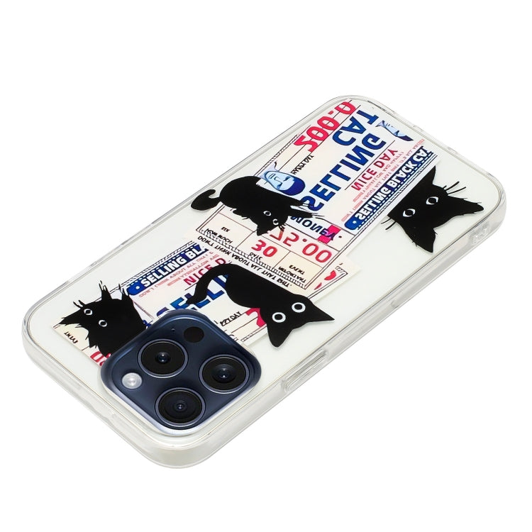 For iPhone 16 Pro Max Colorful Painting Pattern TPU Phone Case(Black Cat) by buy2fix