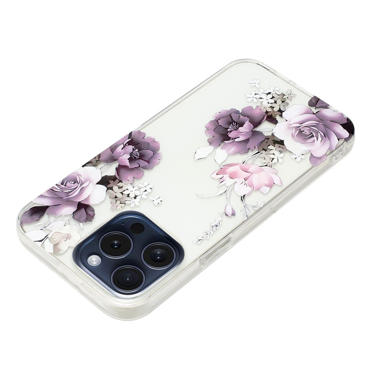 For iPhone 16 Pro Colorful Painting Pattern TPU Phone Case(Peony) by buy2fix