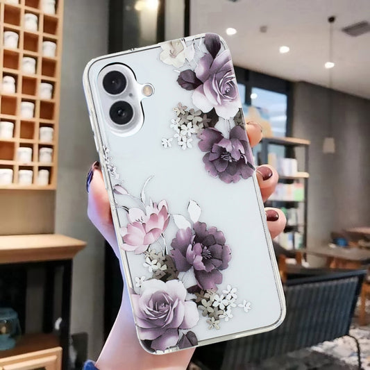For iPhone 16 Plus Colorful Painting Pattern TPU Phone Case(Peony) by buy2fix