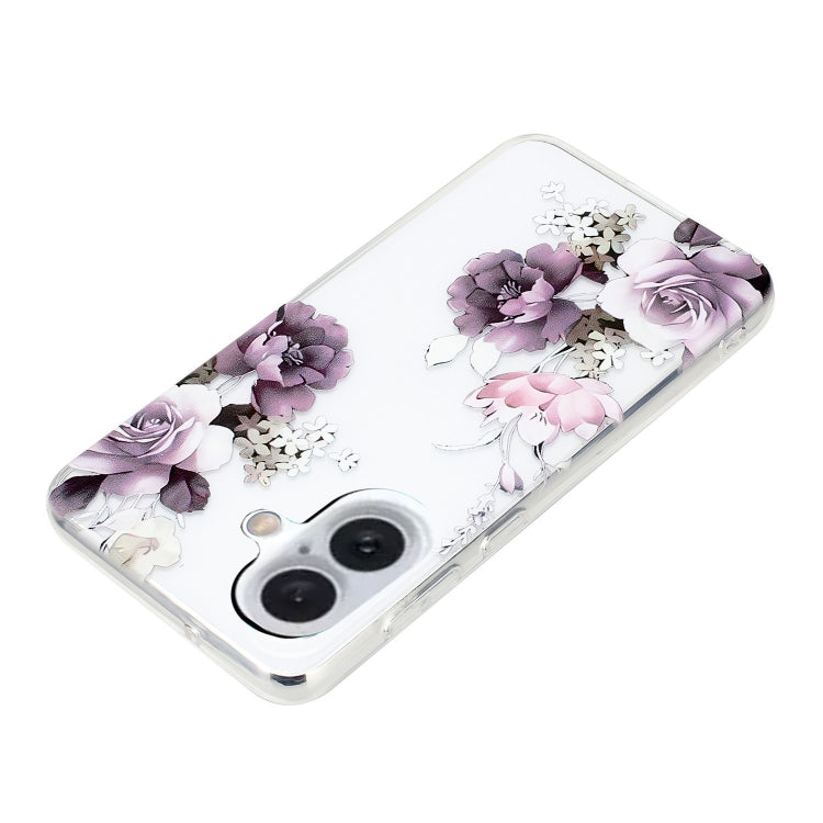 For iPhone 16 Plus Colorful Painting Pattern TPU Phone Case(Peony) by buy2fix