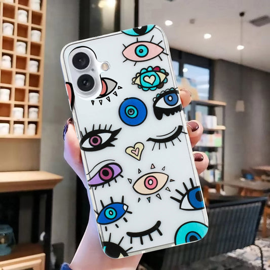 For iPhone 16 Plus Colorful Painting Pattern TPU Phone Case(Eye Monster) by buy2fix