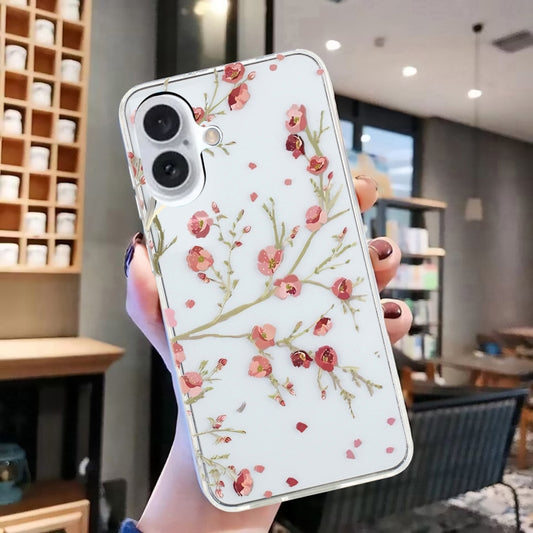 For iPhone 16 Plus Colorful Painting Pattern TPU Phone Case(Red Flowers) by buy2fix