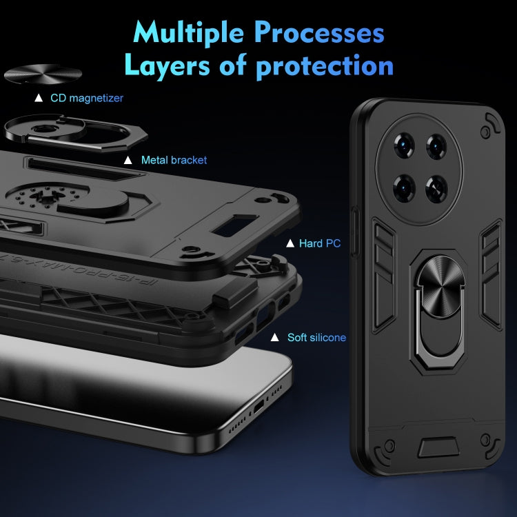 For Tecno Spark 20 Pro+ Shockproof Metal Ring Holder Phone Case(Black) by buy2fix