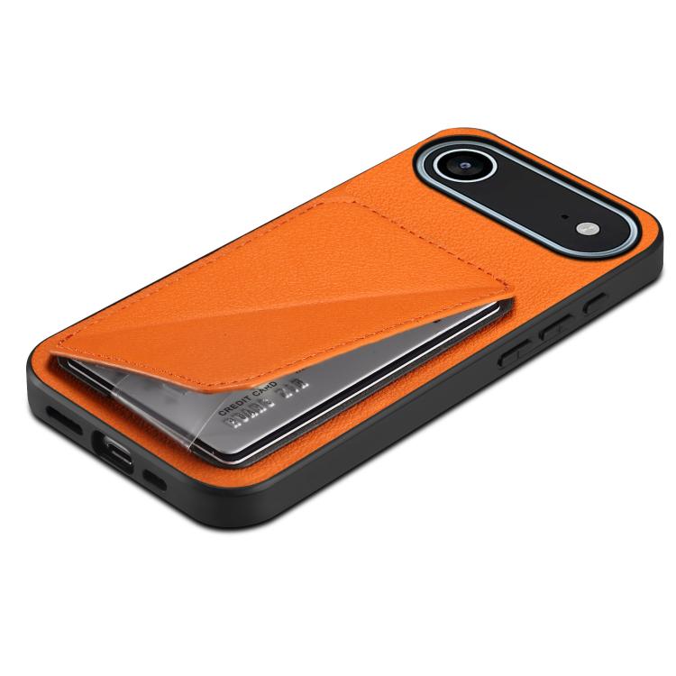 For iPhone Air D04 Calf Texture Dual Card Slot Holder Phone Case(Orange) - iPhone Air Cases by buy2fix | Online Shopping UK | buy2fix