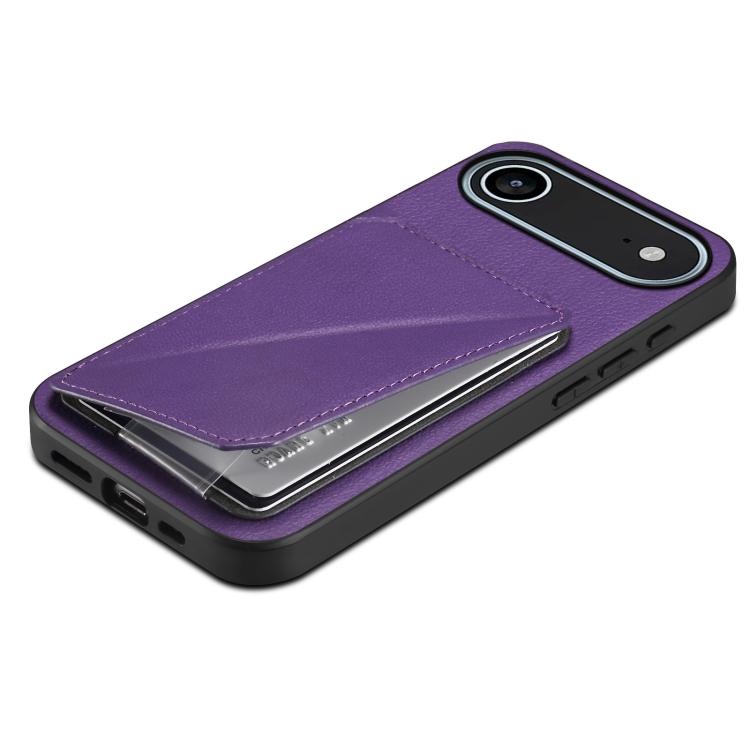 For iPhone Air D04 Calf Texture Dual Card Slot Holder Phone Case(Purple) - iPhone Air Cases by buy2fix | Online Shopping UK | buy2fix