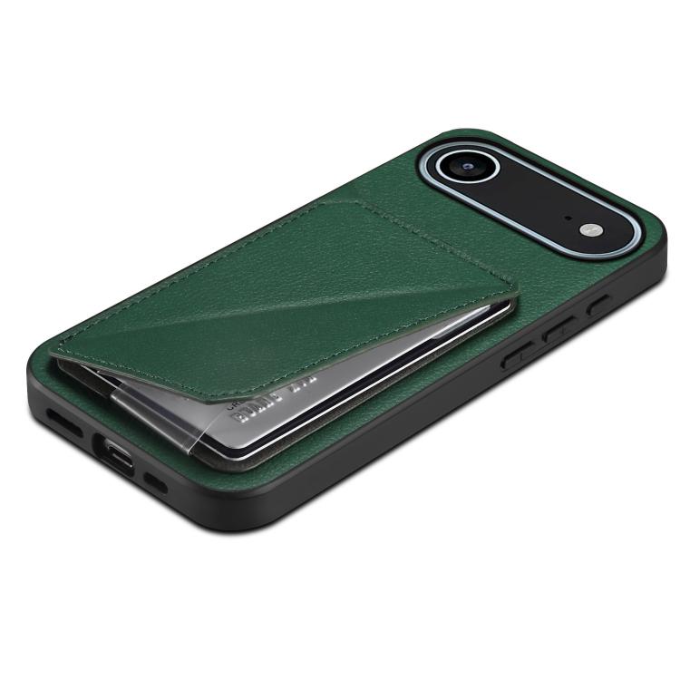 For iPhone Air D04 Calf Texture Dual Card Slot Holder Phone Case(Green) - iPhone Air Cases by buy2fix | Online Shopping UK | buy2fix
