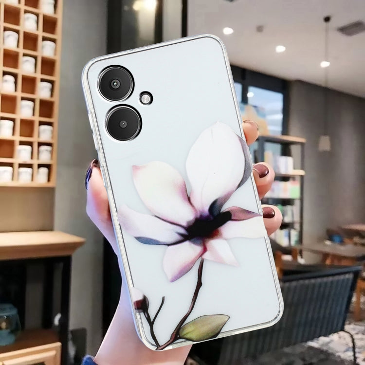 For Xiaomi Redmi 13C 4G Colorful Painting Pattern TPU Phone Case(White Flowers) by buy2fix