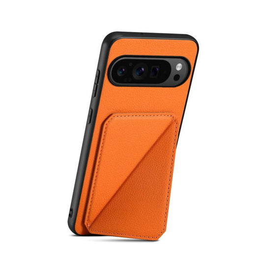 For Google Pixel 10 Pro / 10 D04 Calf Texture Dual Card Slot Holder Phone Case(Orange) - Google Cases by buy2fix | Online Shopping UK | buy2fix