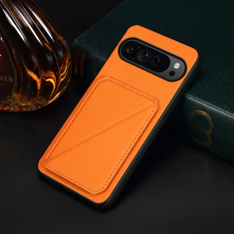 For Google Pixel 10 Pro / 10 D04 Calf Texture Dual Card Slot Holder Phone Case(Orange) - Google Cases by buy2fix | Online Shopping UK | buy2fix