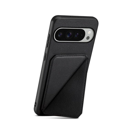 For Google Pixel 10 Pro XL D04 Calf Texture Dual Card Slot Holder Phone Case(Black) - Google Cases by buy2fix | Online Shopping UK | buy2fix