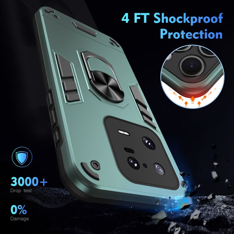 For Xiaomi 13 Pro Shockproof Metal Ring Holder Phone Case(Green) - Xiaomi Cases by buy2fix | Online Shopping UK | buy2fix