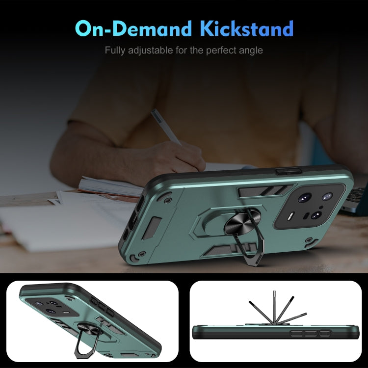 For Xiaomi 13 Pro Shockproof Metal Ring Holder Phone Case(Green) - Xiaomi Cases by buy2fix | Online Shopping UK | buy2fix