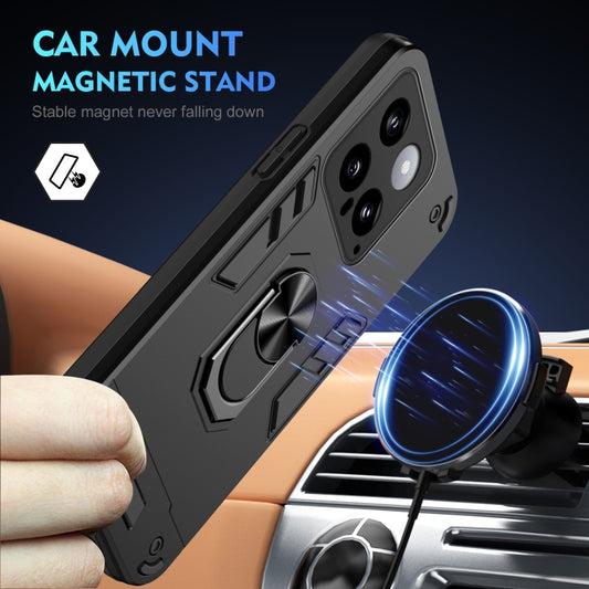 For Xiaomi 14 Shockproof Metal Ring Holder Phone Case(Black) by buy2fix