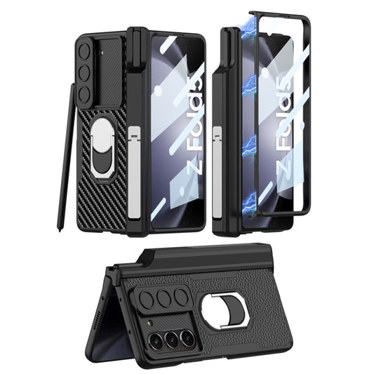 For Samsung Galaxy Z Fold5 GKK Integrated Magnetic Armor Full Coverage Phone Case(Litchi Texture) by GKK