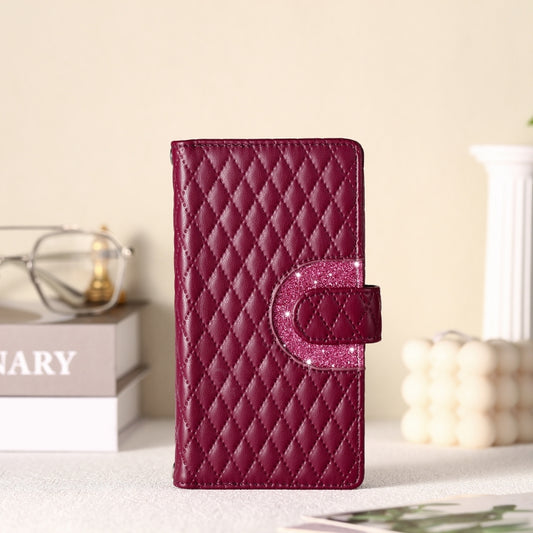 For Google Pixel 9 / 9 Pro Glitter Lattice Zipper Wallet Leather Phone Case(Wine Red) by buy2fix