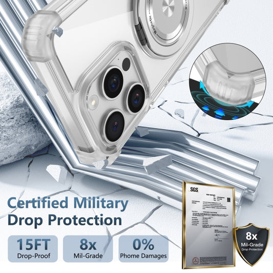 For iPhone 13 Pro Gold Shield CD Pattern MagSafe Magnetic Phone Case with Rotating Stand(Transparent) by buy2fix