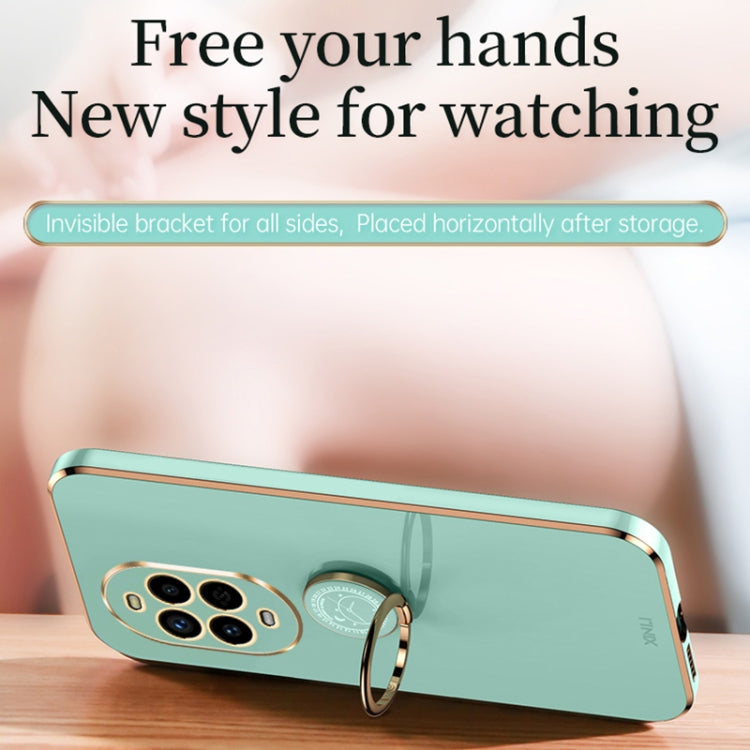 For Huawei Nova 13 Pro XINLI Straight 6D Plating Gold Edge TPU Shockproof Case with Ring Holder(Mint Green) by XINLI