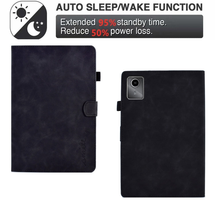 For Lenovo Tab M11 / Xiaoxin Pad 11 2024 Smile Embossed Smart Leather Tablet Case(Black) by buy2fix
