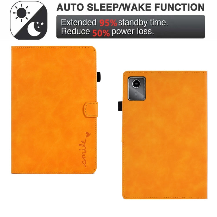 For Lenovo Tab M11 / Xiaoxin Pad 11 2024 Smile Embossed Smart Leather Tablet Case(Khaki) by buy2fix