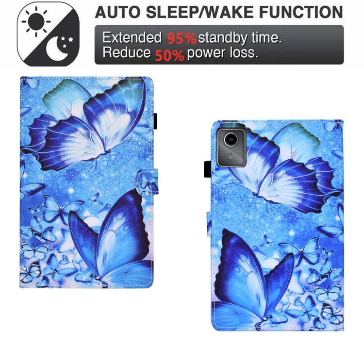 For Lenovo Tab M11 / Xiaoxin Pad 11 2024 Colored Drawing Sewing Pen Slot Leather Tablet Case(Butterflies) by buy2fix