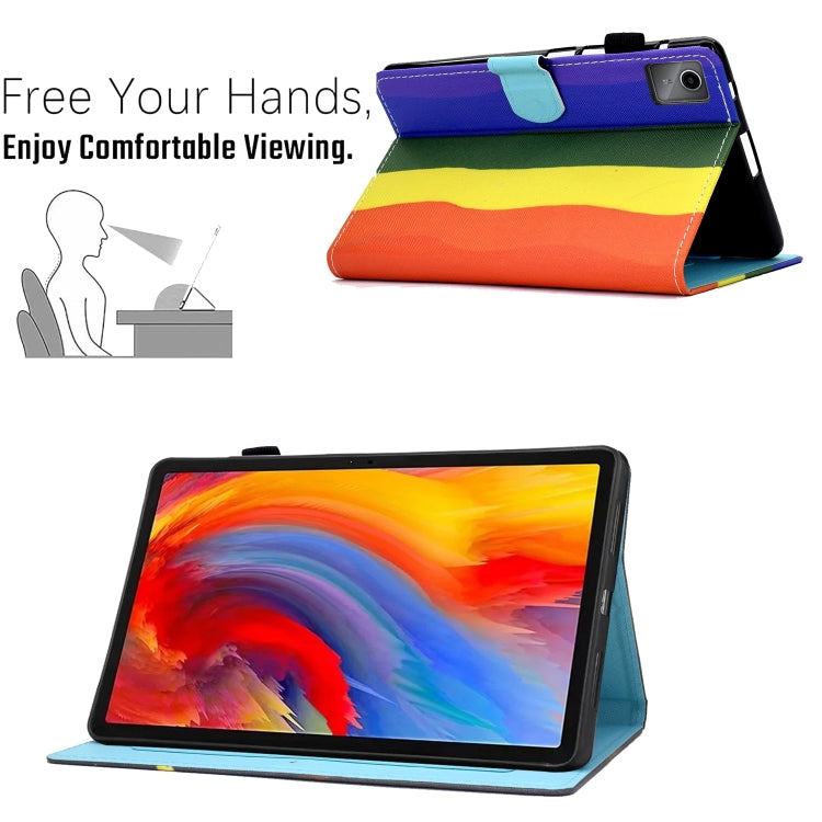 For Lenovo Tab M11 / Xiaoxin Pad 11 2024 Colored Drawing Sewing Pen Slot Leather Tablet Case(Rainbow) by buy2fix