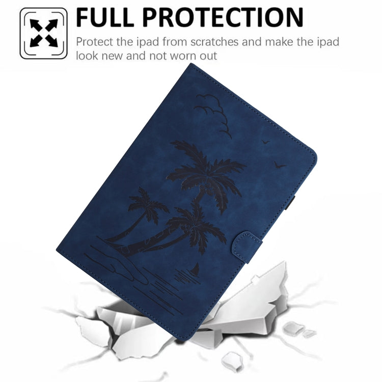 For iPad 10.2 2019/2020/10.5 2017/2019 Coconut Tree Embossed Smart Leather Tablet Case(Blue) - iPad Pro 10.5 inch Cases by buy2fix | Online Shopping UK | buy2fix