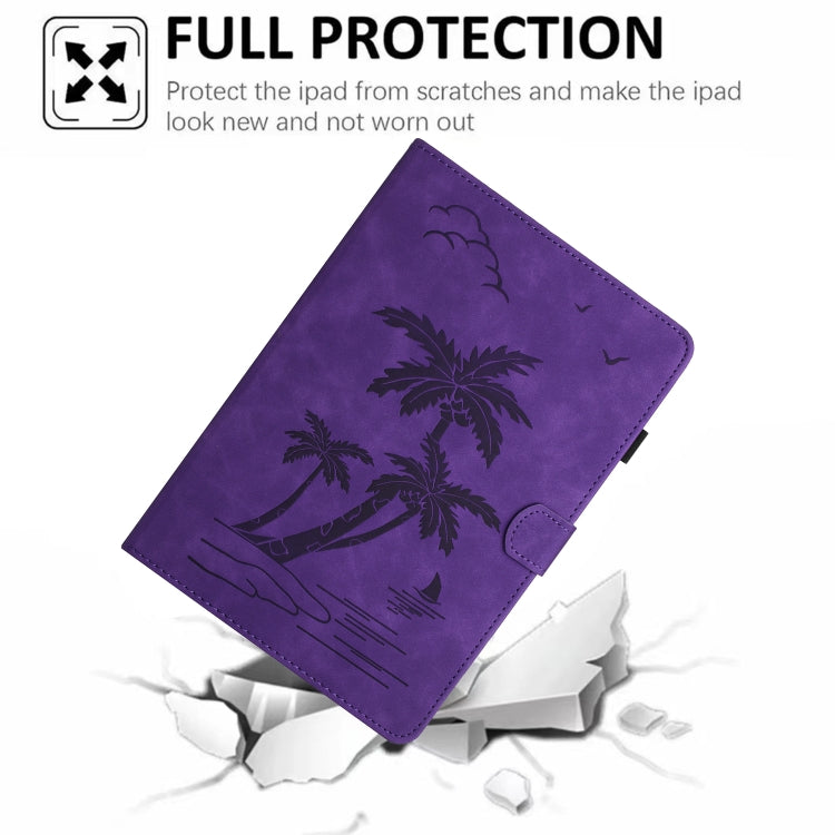For iPad 2025 / 2022 Coconut Tree Embossed Smart Leather Tablet Case(Purple) - iPad 2025 / 2022 Cases by buy2fix | Online Shopping UK | buy2fix