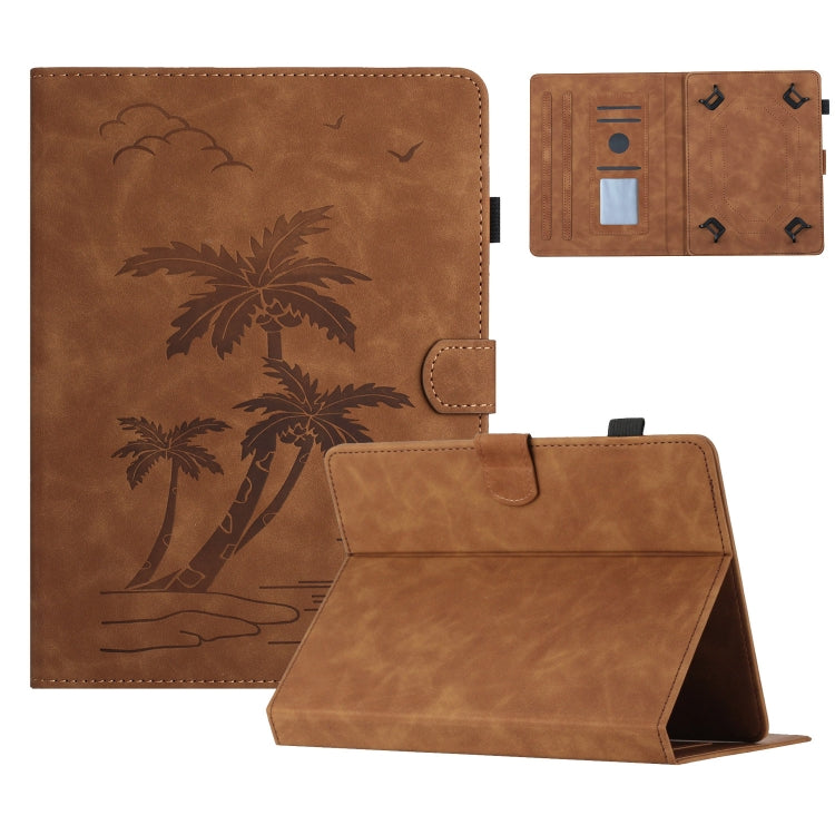 For 7 inch Universal Coconut Tree Embossed Leather Tablet Case(Brown) - 7 inch by buy2fix | Online Shopping UK | buy2fix
