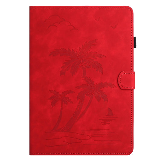 For 10 inch Universal Coconut Tree Embossed Leather Tablet Case(Red) - 10 - 11 inch by buy2fix | Online Shopping UK | buy2fix