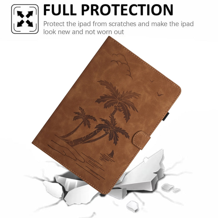 For 10 inch Universal Coconut Tree Embossed Leather Tablet Case(Brown) - 10 - 11 inch by buy2fix | Online Shopping UK | buy2fix