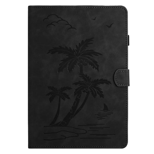 For Samsung Galaxy Tab S9 FE X510/X516B Coconut Tree Embossed Smart Leather Tablet Case(Black) by buy2fix