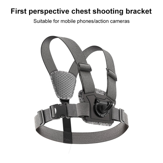 7 in 1 Phone Clamp Adjustable Body Mount Belt Chest Strap with Mount & Screw(Grey) by RUIGPRO