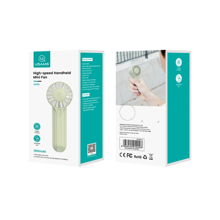 USAMS ZB288 Portable Type-C Rechargeable High Speed Handheld Mini Fan(Green) by USAMS